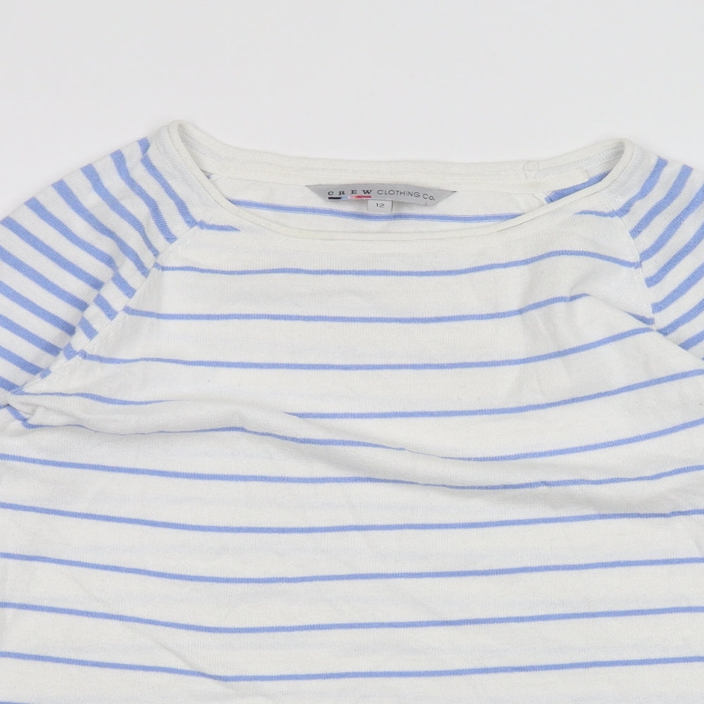 Crew Clothing Womens White Striped  Basic T-Shirt Size 12