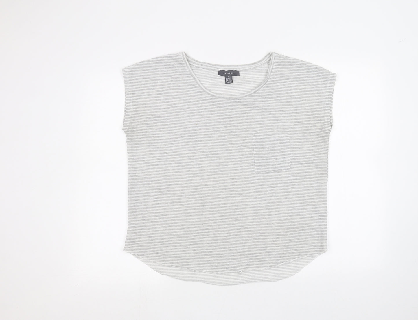 Primark Womens White Striped  Basic T-Shirt Size S