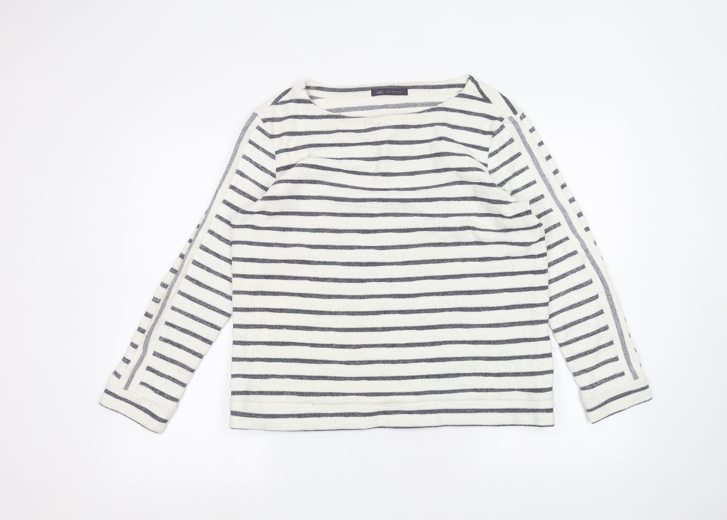 Marks and Spencer Womens White Striped  Pullover Jumper Size 12