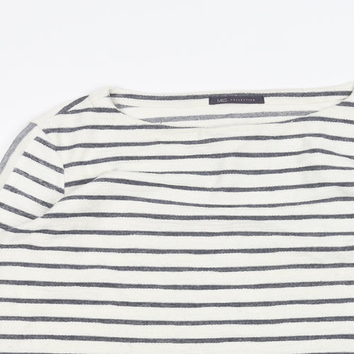 Marks and Spencer Womens White Striped  Pullover Jumper Size 12