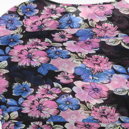 TU Womens Black Floral  Basic Blouse Size 12