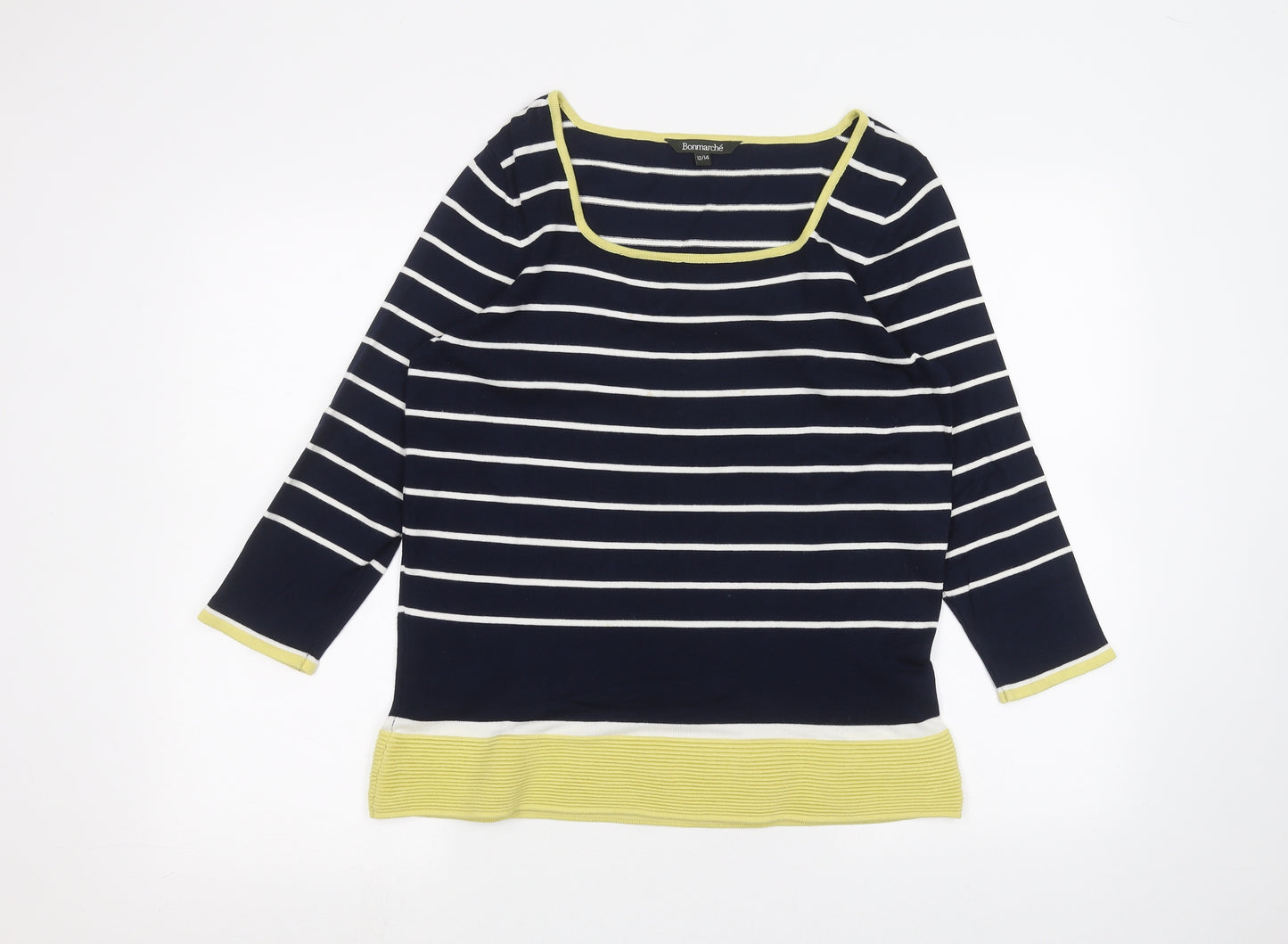 Bonmarché Womens Blue Striped  Basic T-Shirt Size 12