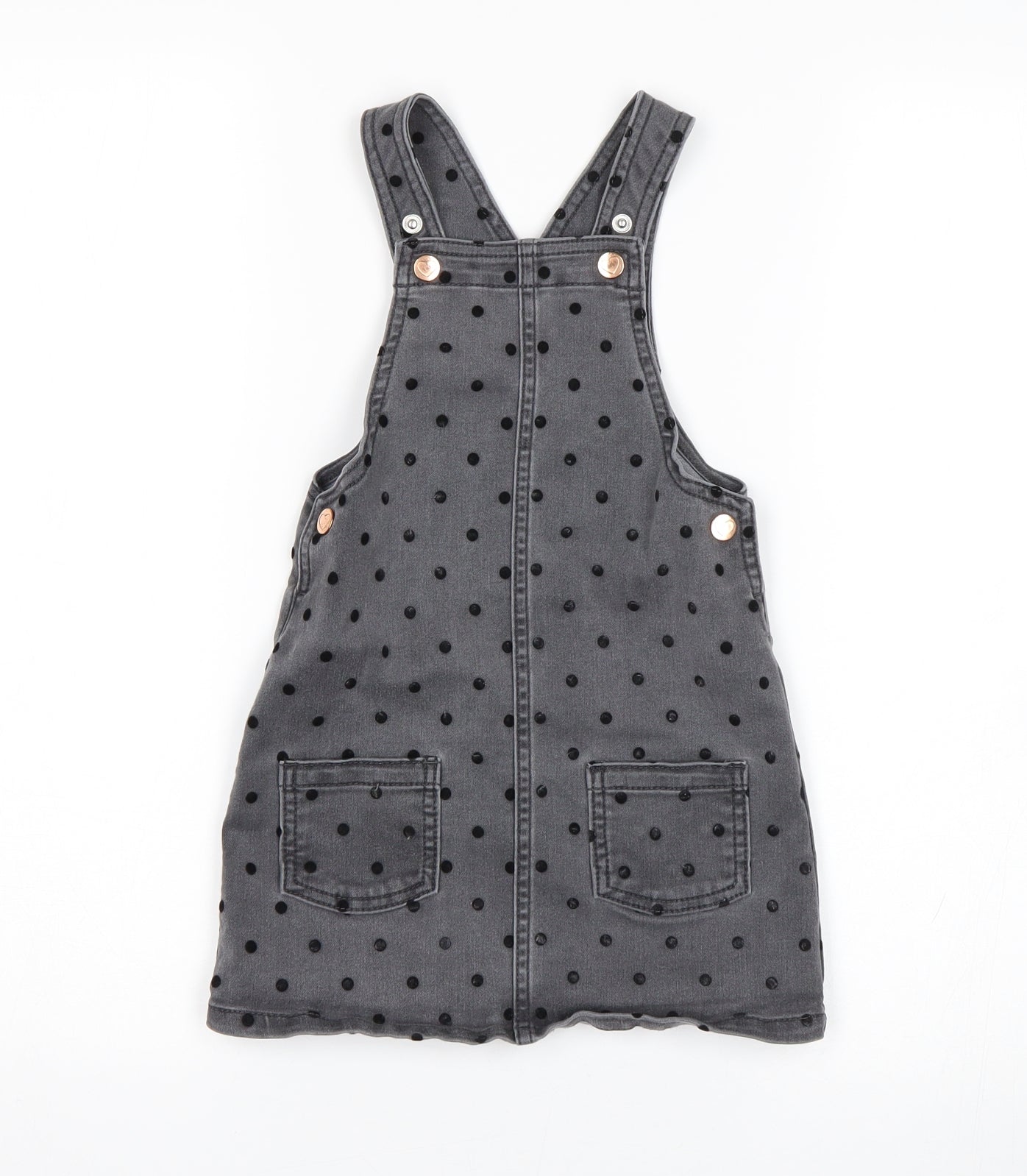 George Girls Black Polka Dot  Pinafore/Dungaree Dress  Size 3-4 Years