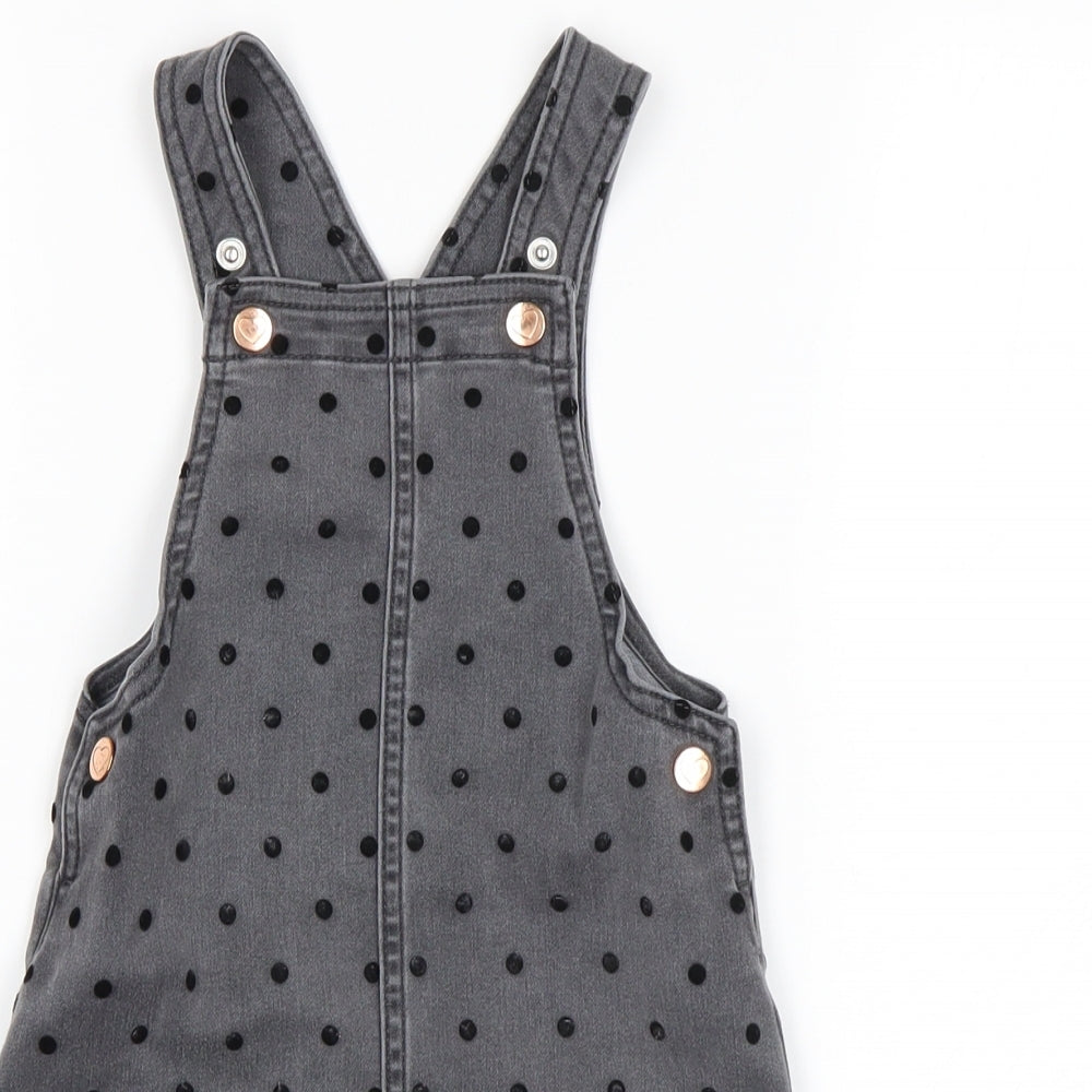George Girls Black Polka Dot  Pinafore/Dungaree Dress  Size 3-4 Years