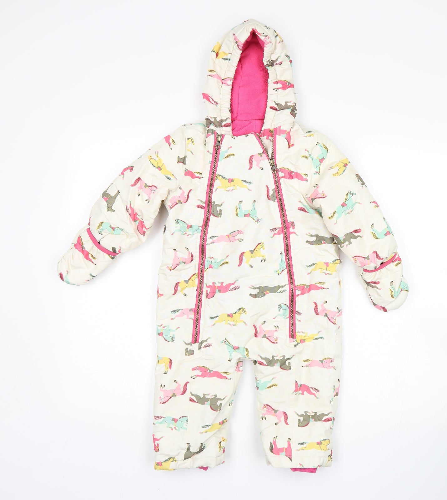 Joules Girls Beige   Ski Jacket Snowsuit Size 12-18 Months
