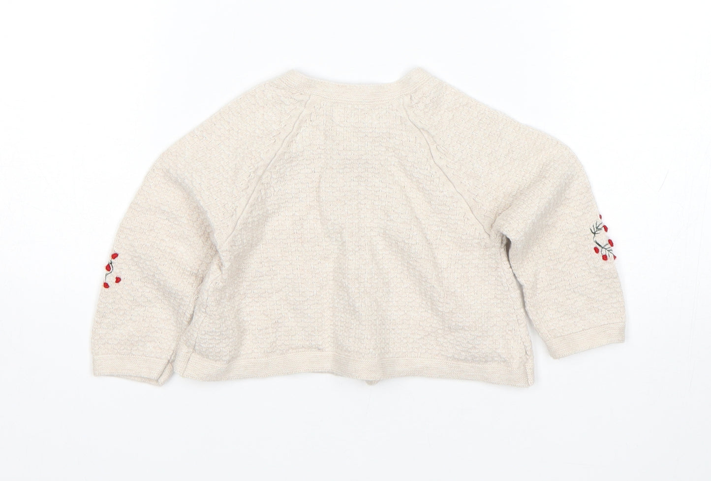NEXT Girls Beige Floral  Cardigan Jumper Size 6-9 Months