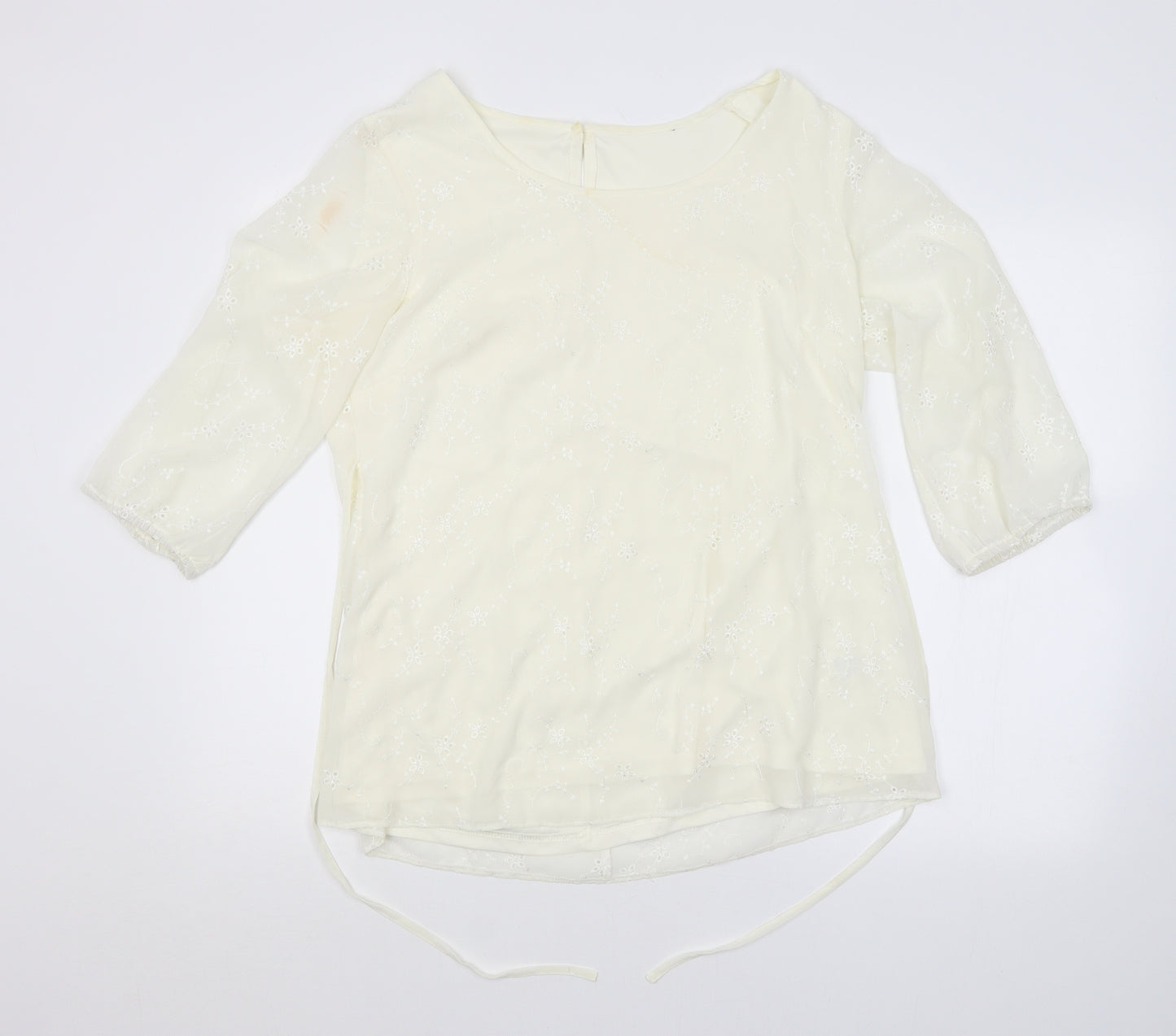 Wardrobe Womens White Floral  Basic Blouse Size 12