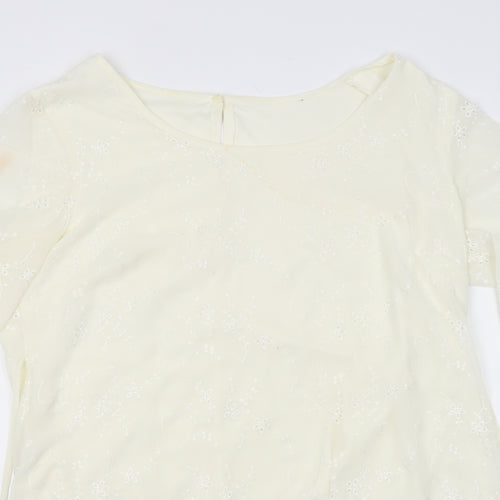 Wardrobe Womens White Floral  Basic Blouse Size 12
