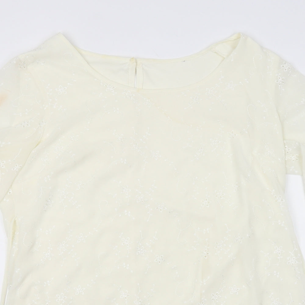 Wardrobe Womens White Floral  Basic Blouse Size 12