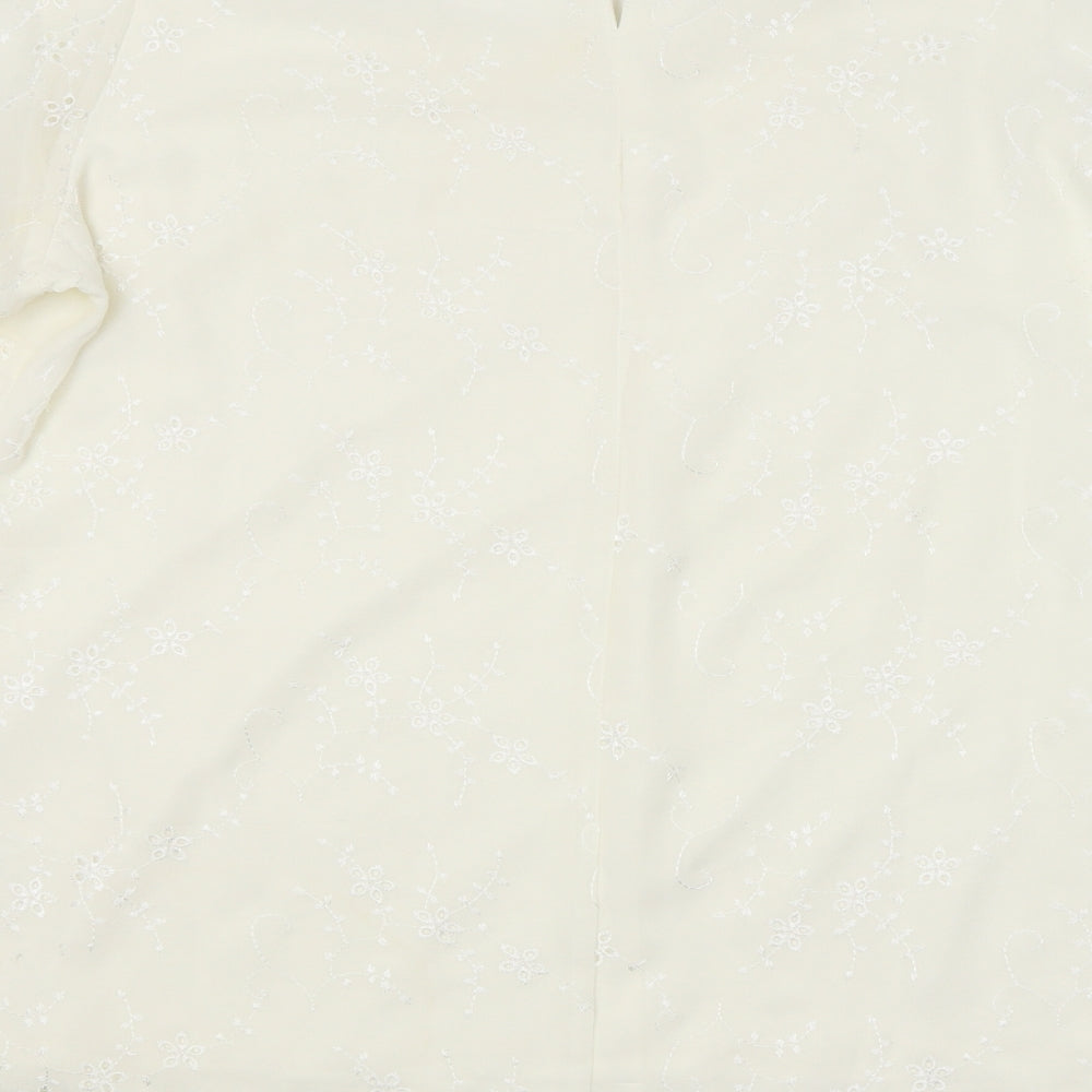 Wardrobe Womens White Floral  Basic Blouse Size 12