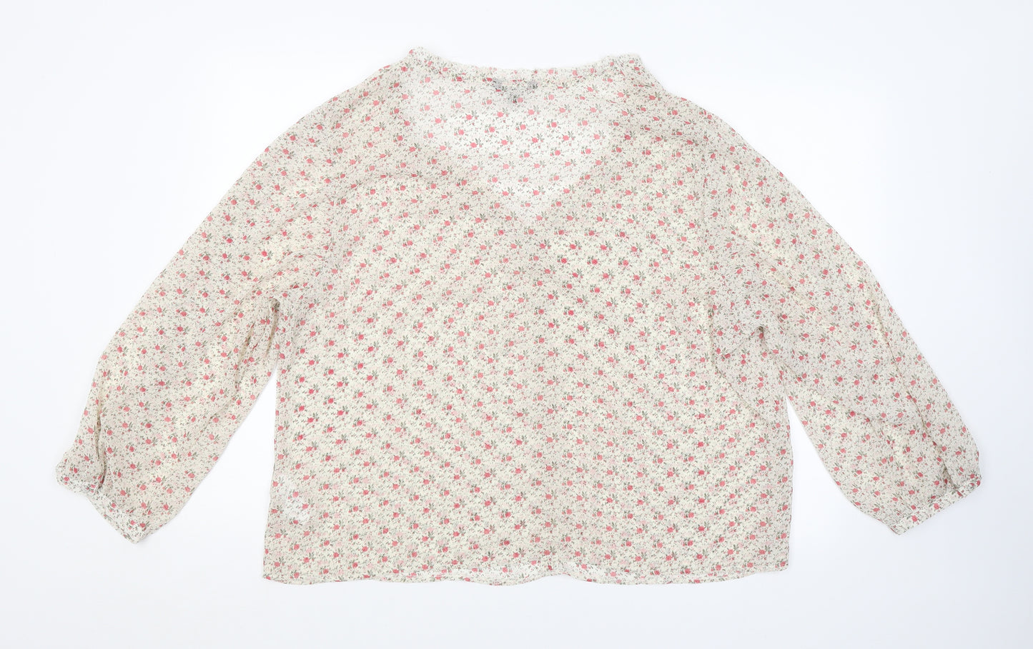 Peacocks Womens Beige Floral  Basic Blouse Size 22