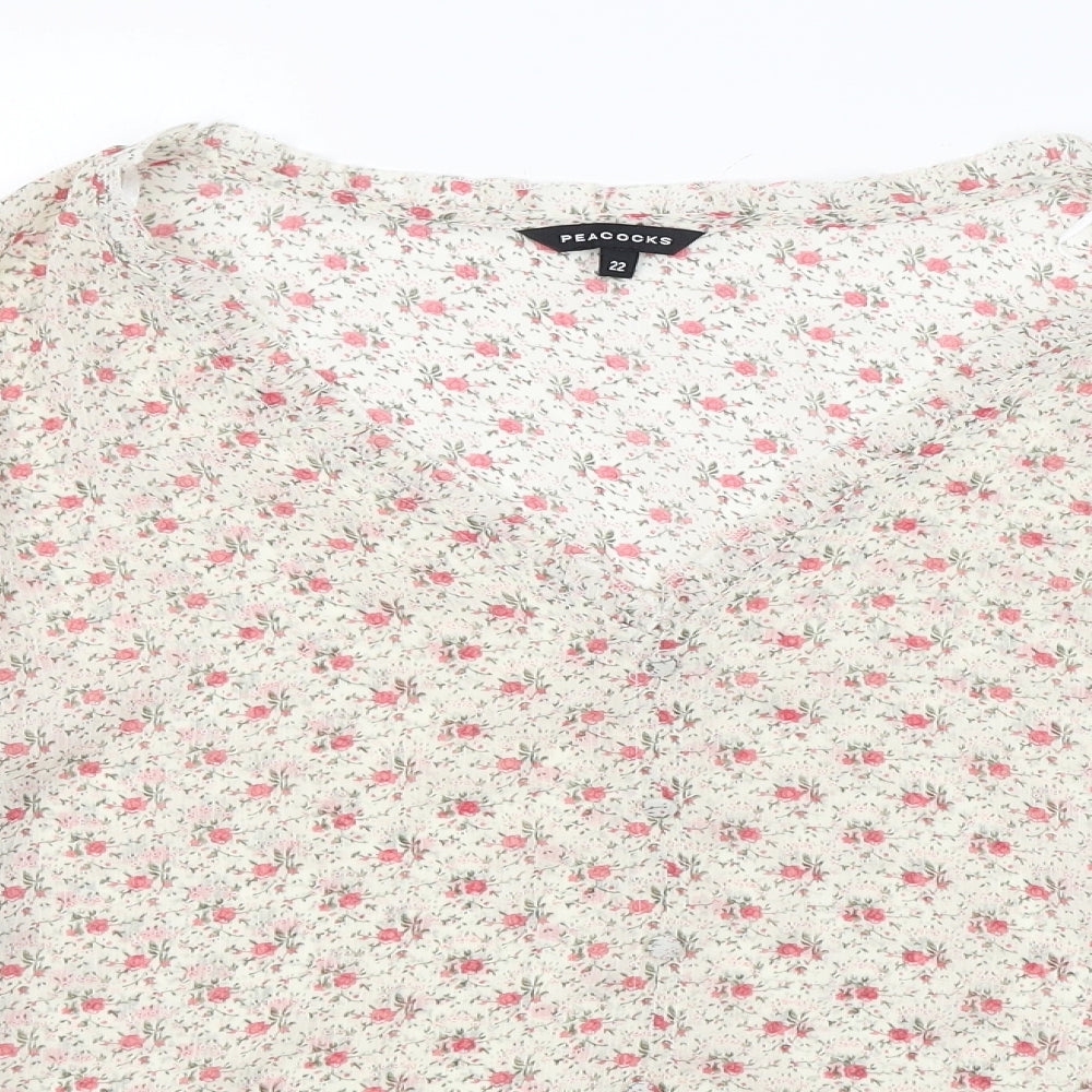 Peacocks Womens Beige Floral  Basic Blouse Size 22