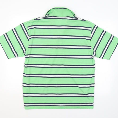 EARTHQUAKE Mens Green Striped   Polo Size XL