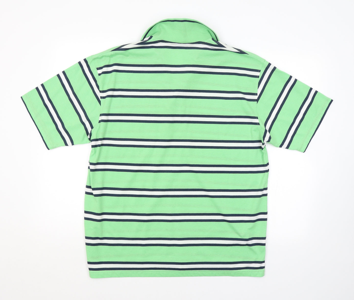 EARTHQUAKE Mens Green Striped   Polo Size XL