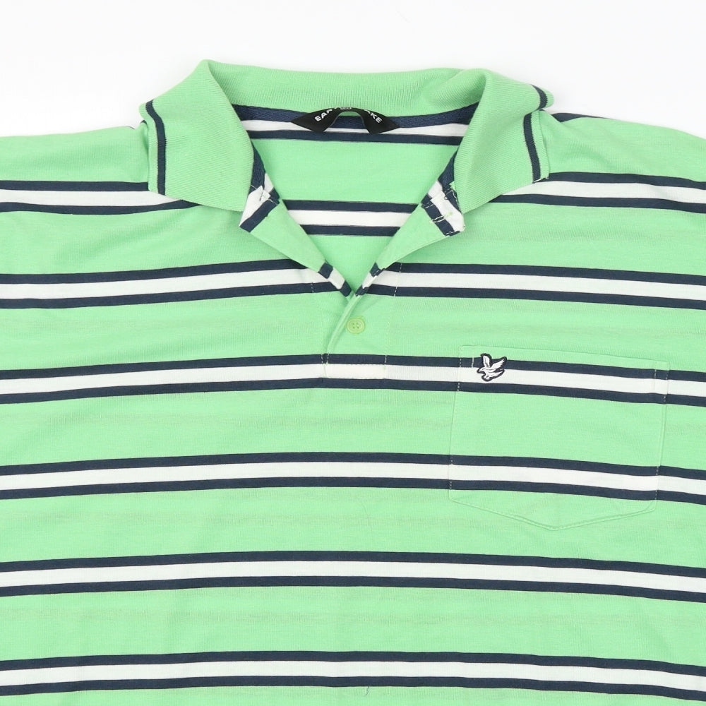 EARTHQUAKE Mens Green Striped   Polo Size XL