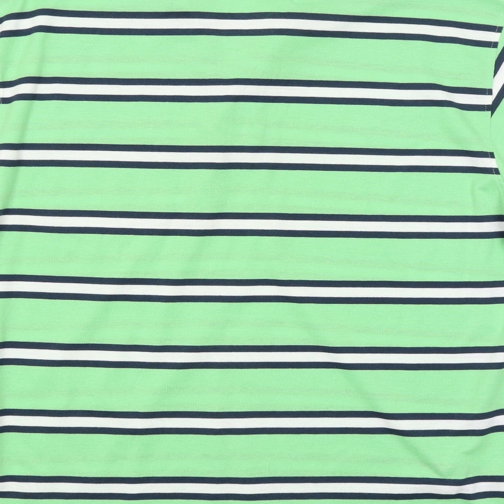 EARTHQUAKE Mens Green Striped   Polo Size XL