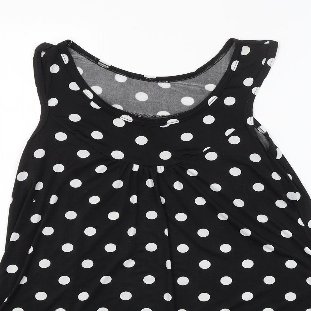 Preworn Womens Black Polka Dot  Basic Tank Size 12