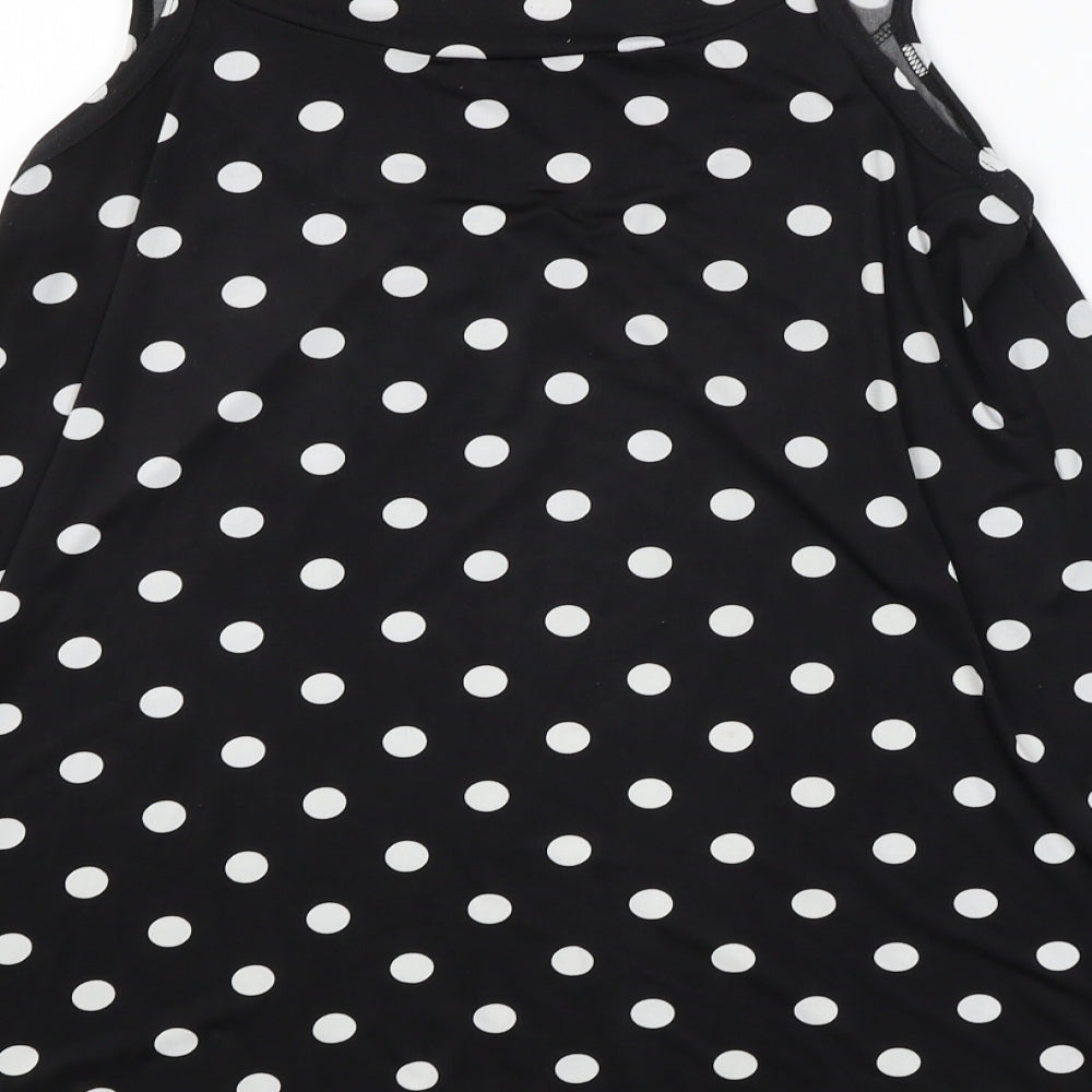 Preworn Womens Black Polka Dot  Basic Tank Size 12