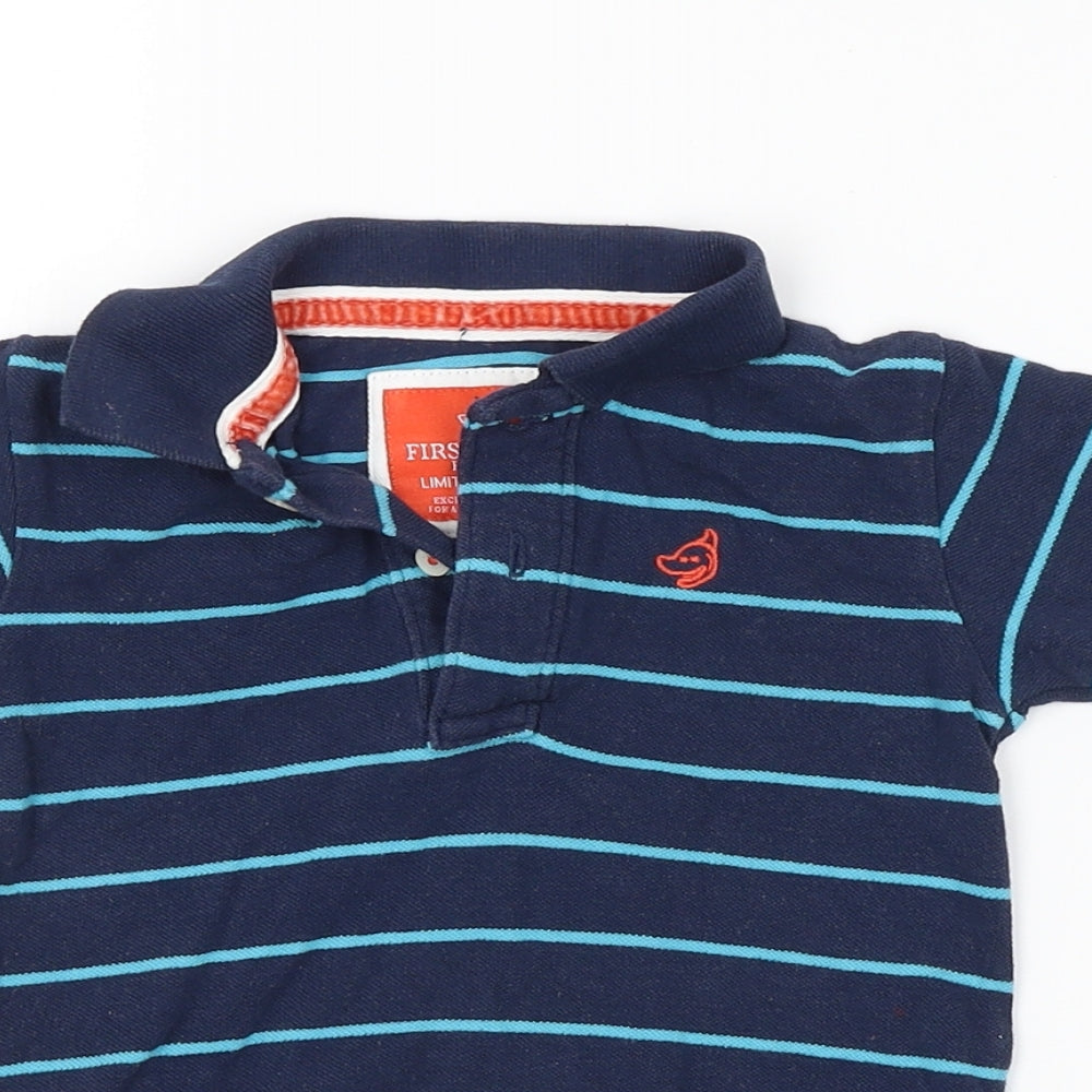 ZARA BABY Baby Blue Striped  Basic Polo Size 12-18 Months