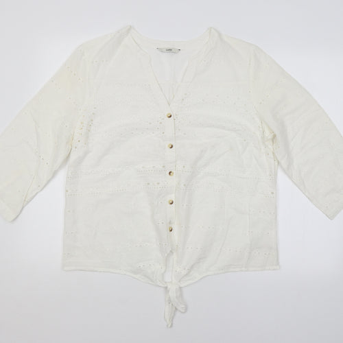George Womens White Argyle/Diamond  Basic Button-Up Size 16