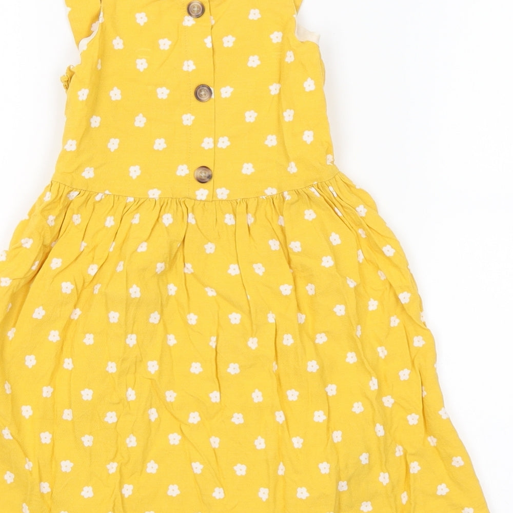 F&F Girls Yellow Floral  A-Line  Size 4-5 Years