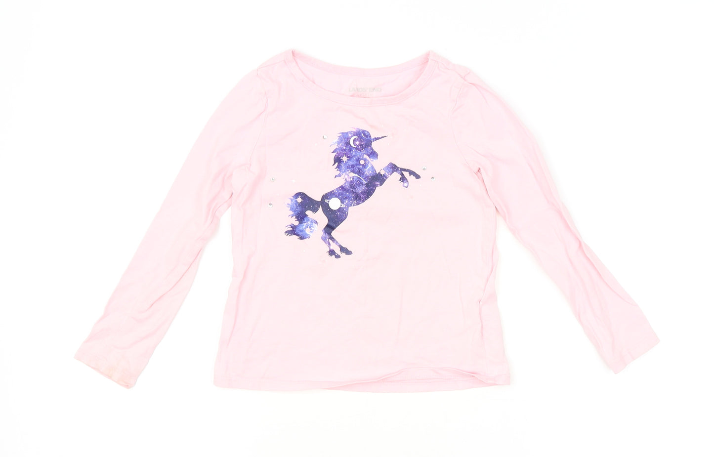 LAND'S END Girls Pink   Basic T-Shirt Size 4 Years  - UNICORN