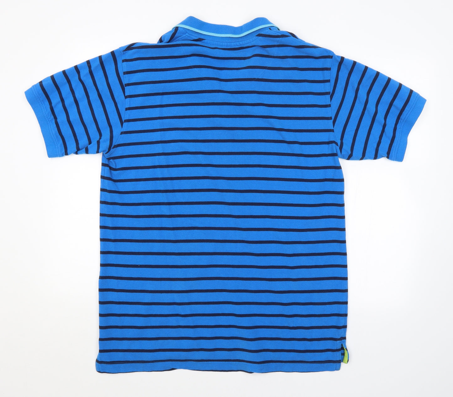 Preworn Mens Blue Striped   Polo Size L  - BEVERLY HILLS POLO CLUB