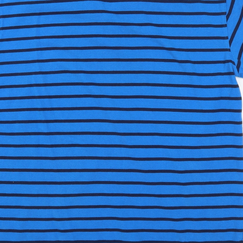 Preworn Mens Blue Striped   Polo Size L  - BEVERLY HILLS POLO CLUB
