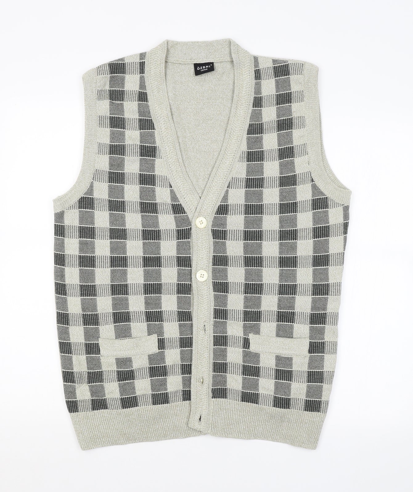Preworn Mens Green Check  Vest Jumper