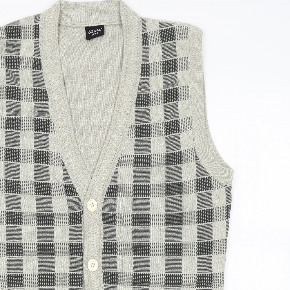 Preworn Mens Green Check  Vest Jumper