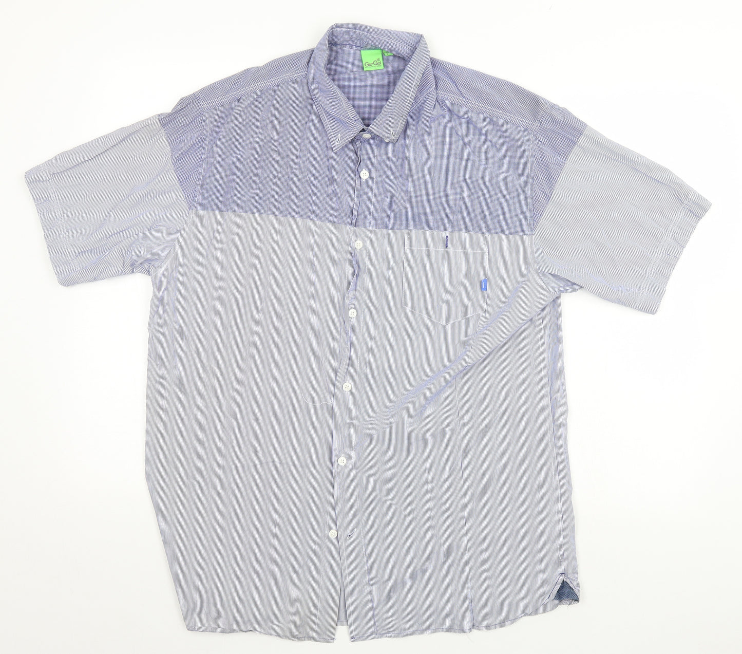 Gio-Goi Mens Blue Striped   Button-Up Size L