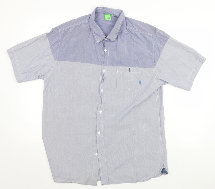 Gio-Goi Mens Blue Striped   Button-Up Size L