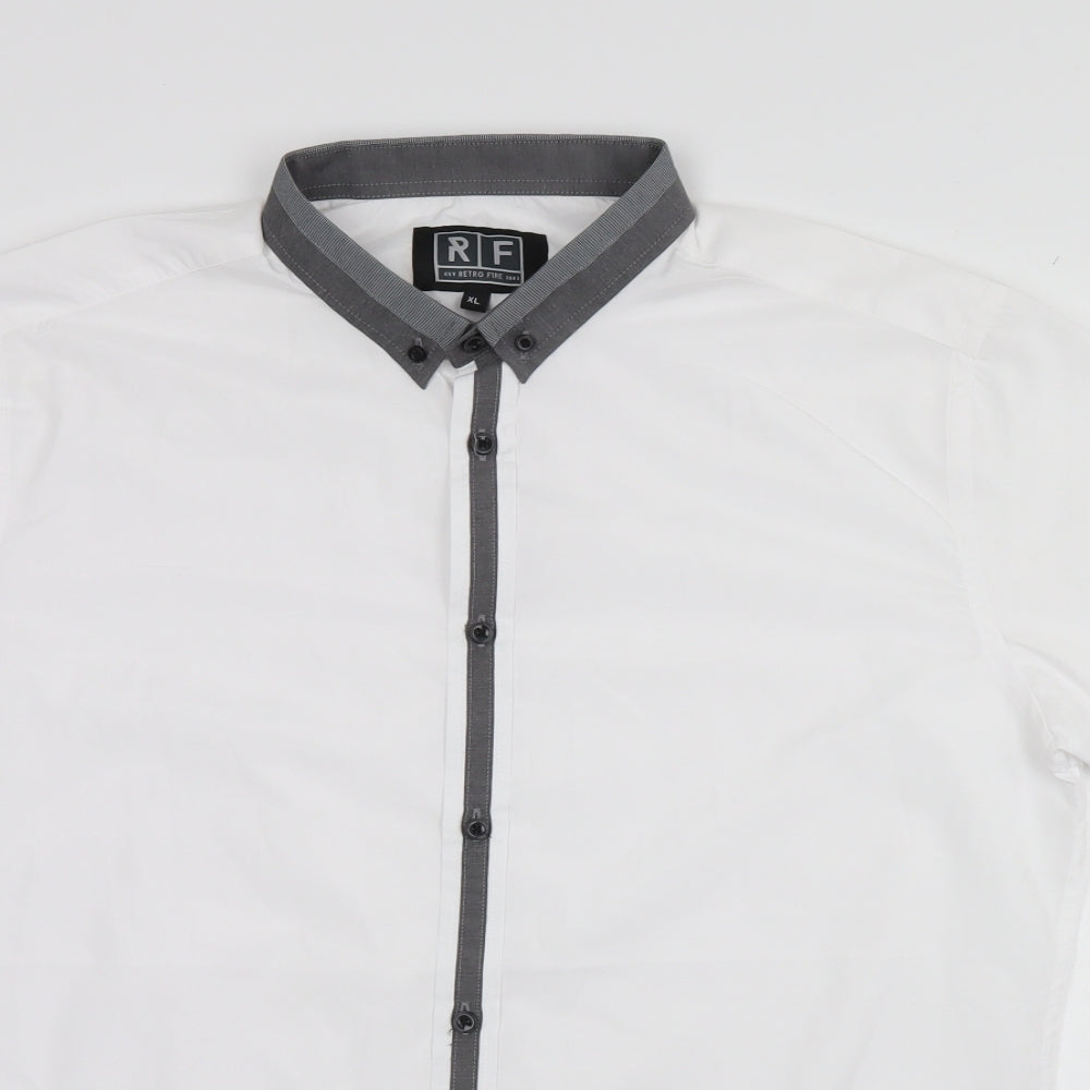 Retro Fire Mens White    Button-Up Size XL