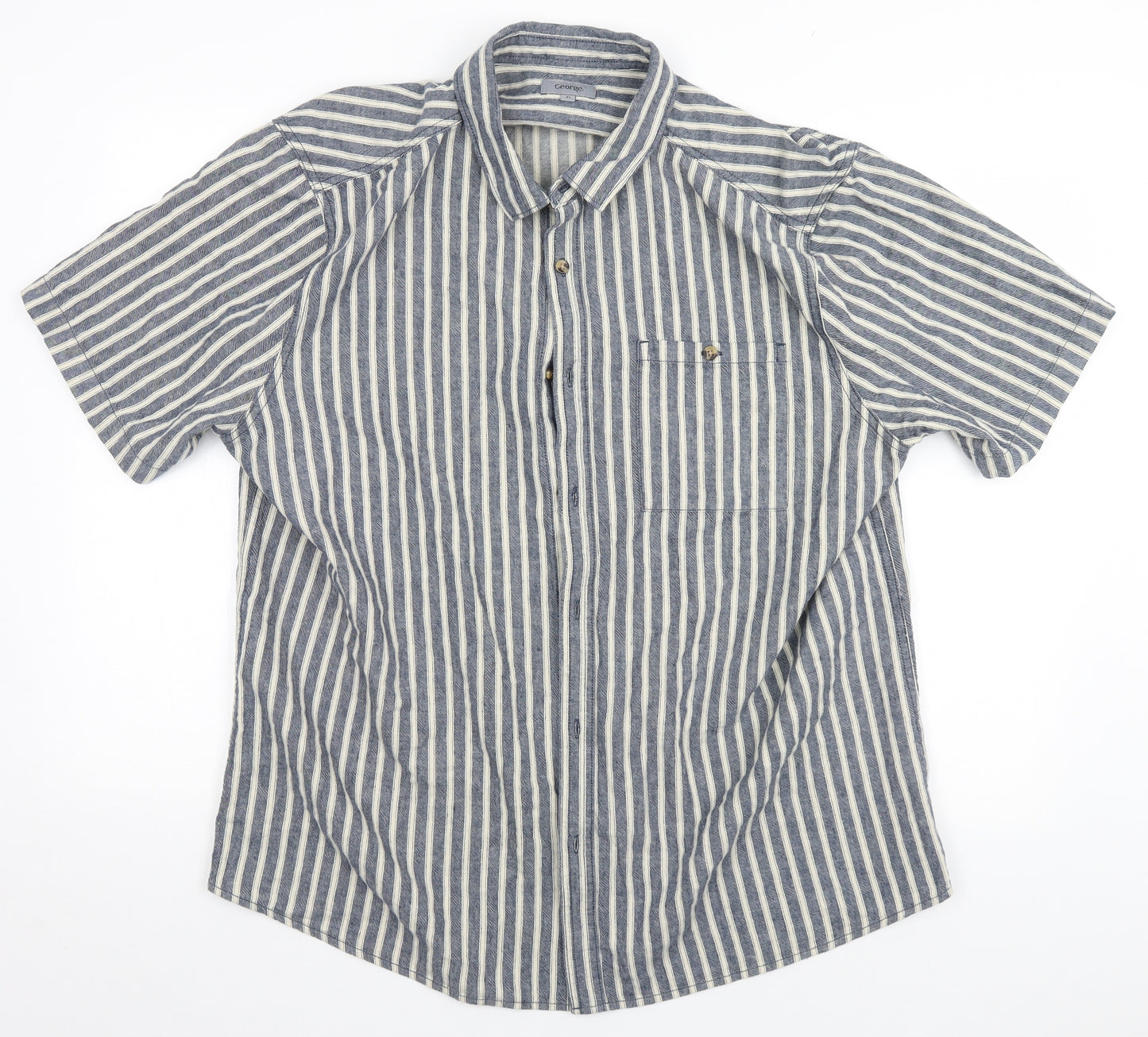 George Mens Grey Striped   Button-Up Size XL