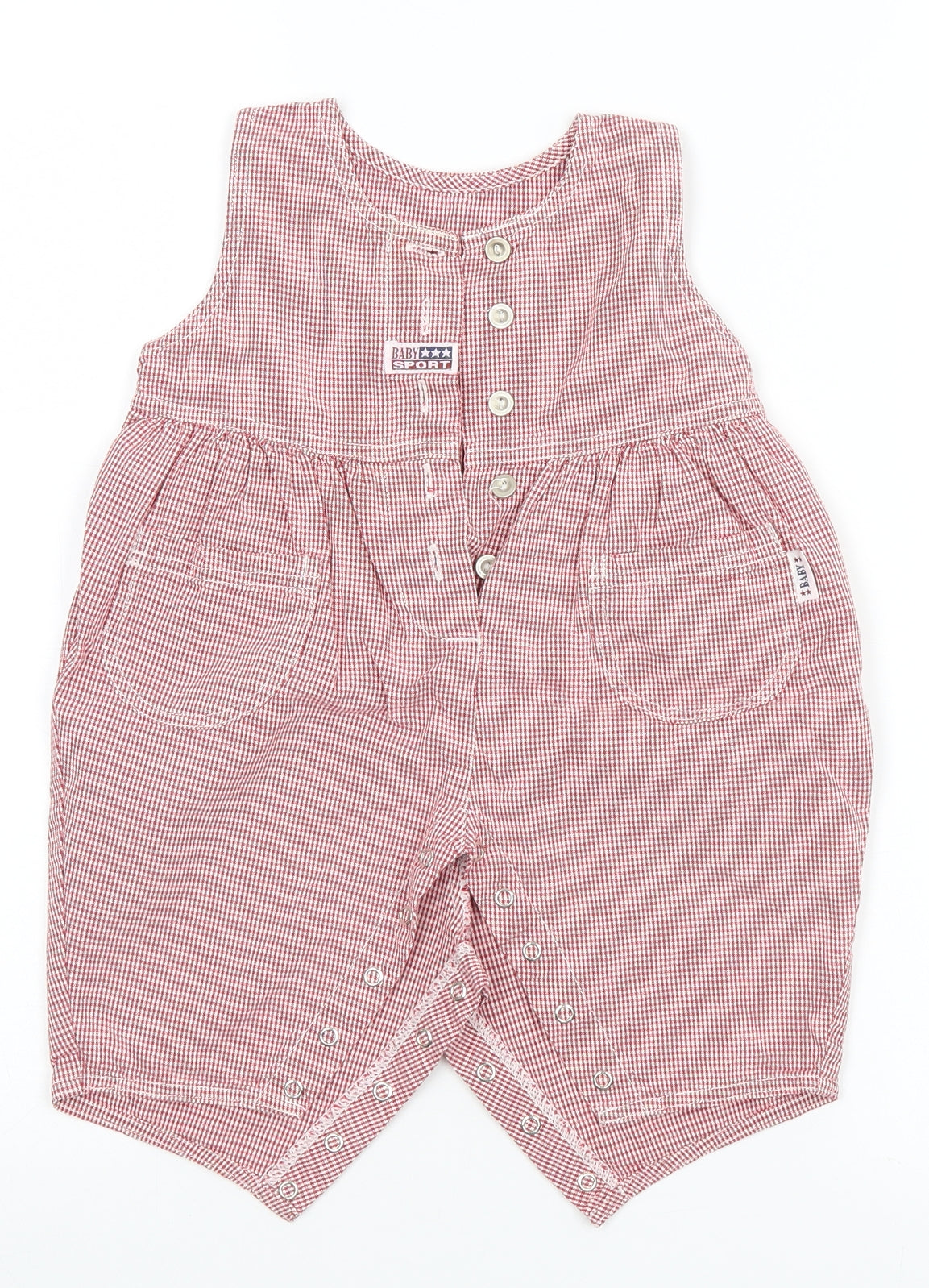 Marks and Spencer Girls Red Houndstooth  Coverall One-Piece Size 3-6 Months