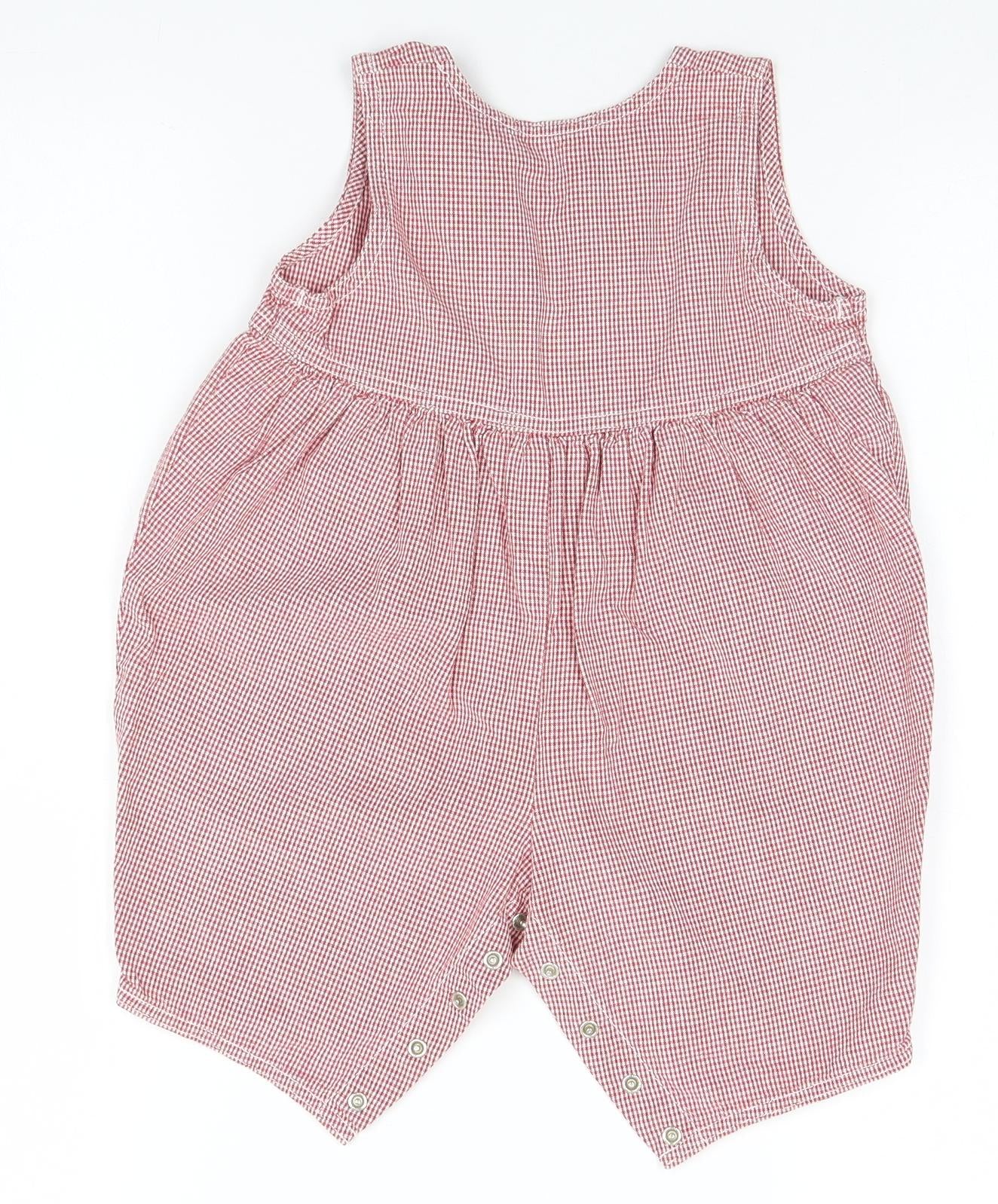Marks and Spencer Girls Red Houndstooth  Coverall One-Piece Size 3-6 Months