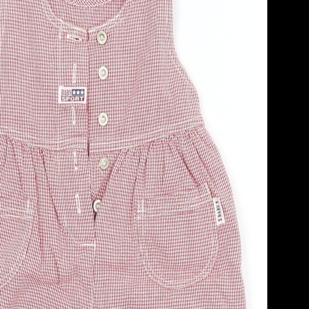 Marks and Spencer Girls Red Houndstooth  Coverall One-Piece Size 3-6 Months