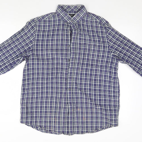 F&F Mens Blue Plaid   Button-Up Size L