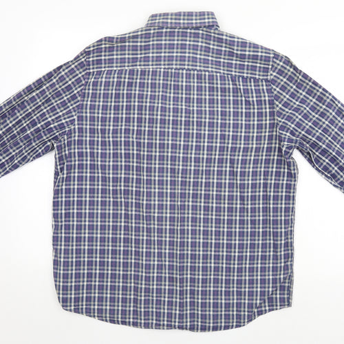 F&F Mens Blue Plaid   Button-Up Size L