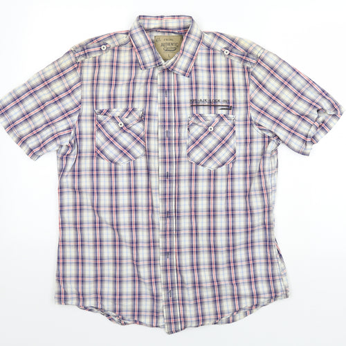 NEXT Mens Blue Plaid   Button-Up Size L