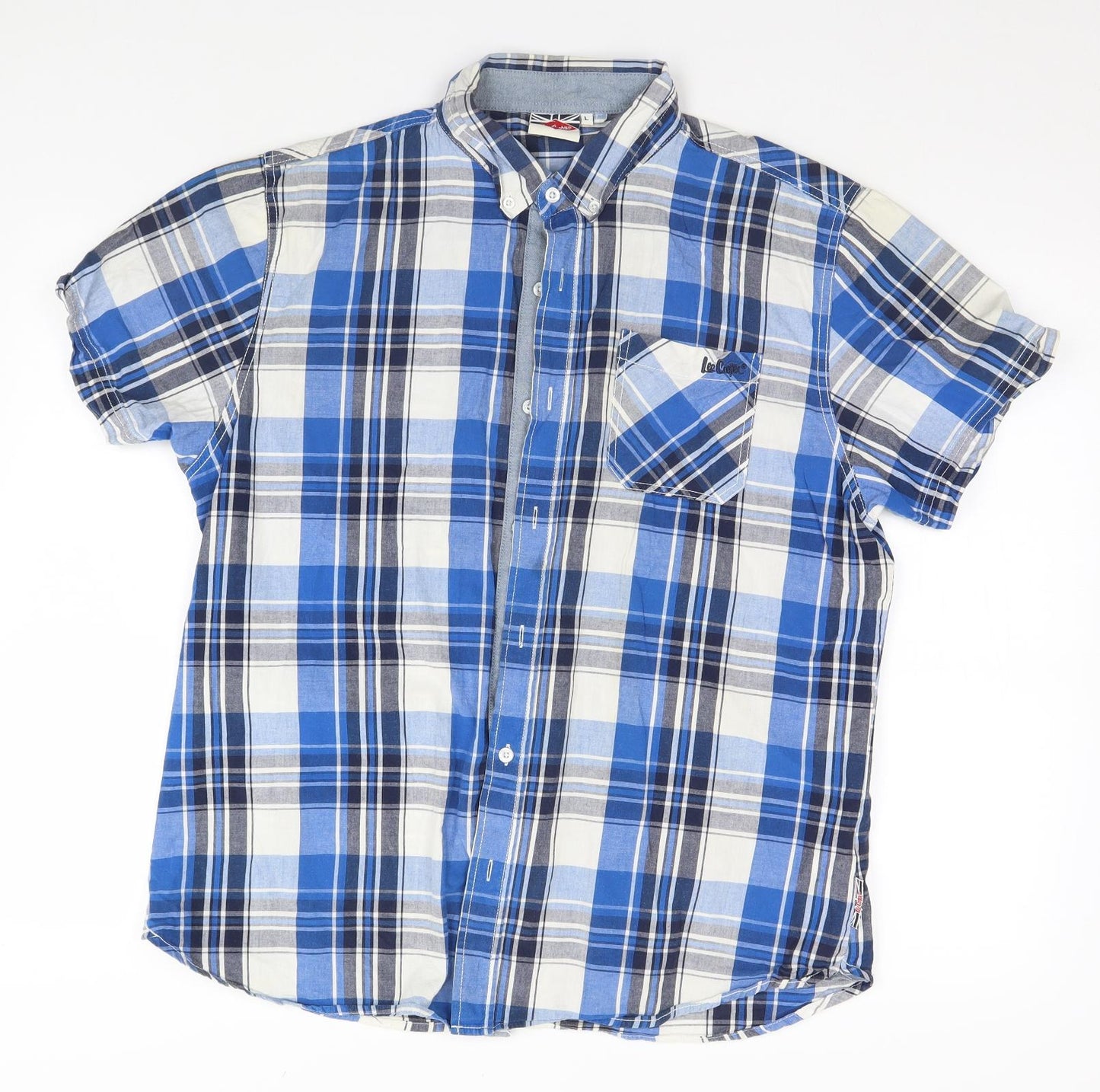 Lee Cooper Mens Blue Plaid   Button-Up Size L