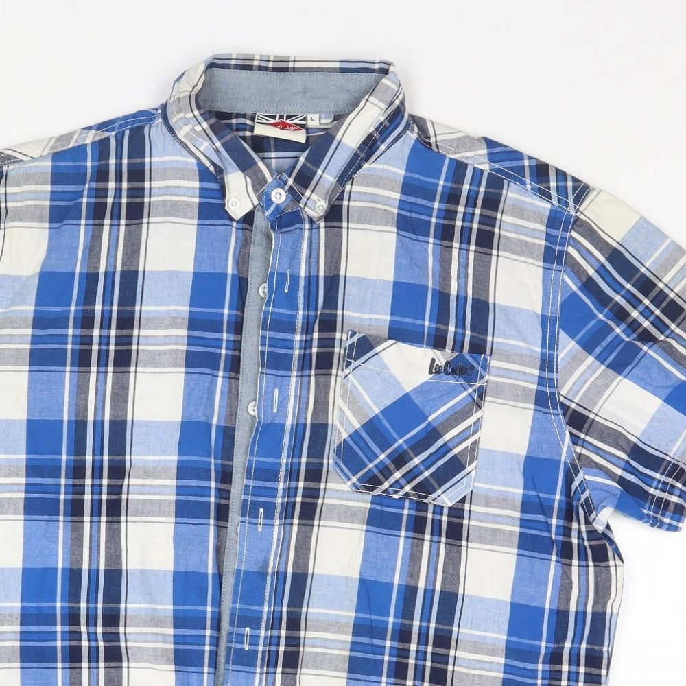 Lee Cooper Mens Blue Plaid   Button-Up Size L