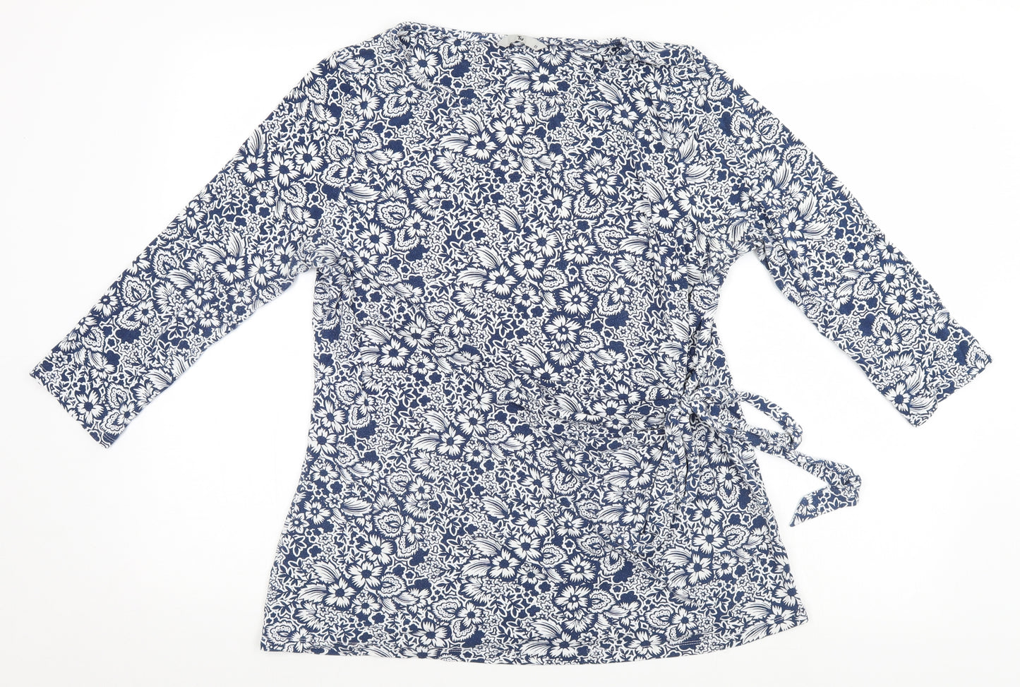 TU Womens Blue Floral  Basic Blouse Size 20