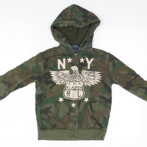 Polo Womens Green Camouflage  Full Zip Hoodie Size 4