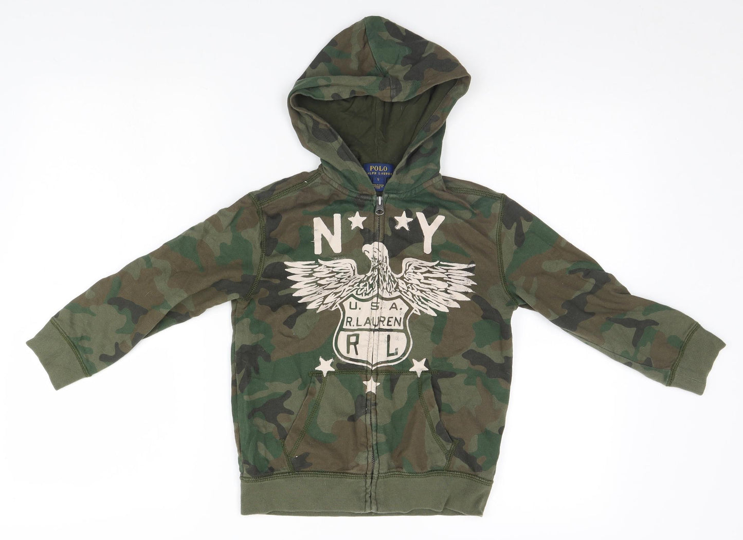 Polo Womens Green Camouflage  Full Zip Hoodie Size 4