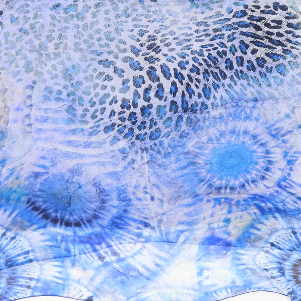 Made in Italy Womens Blue Animal Print  Basic T-Shirt Size L