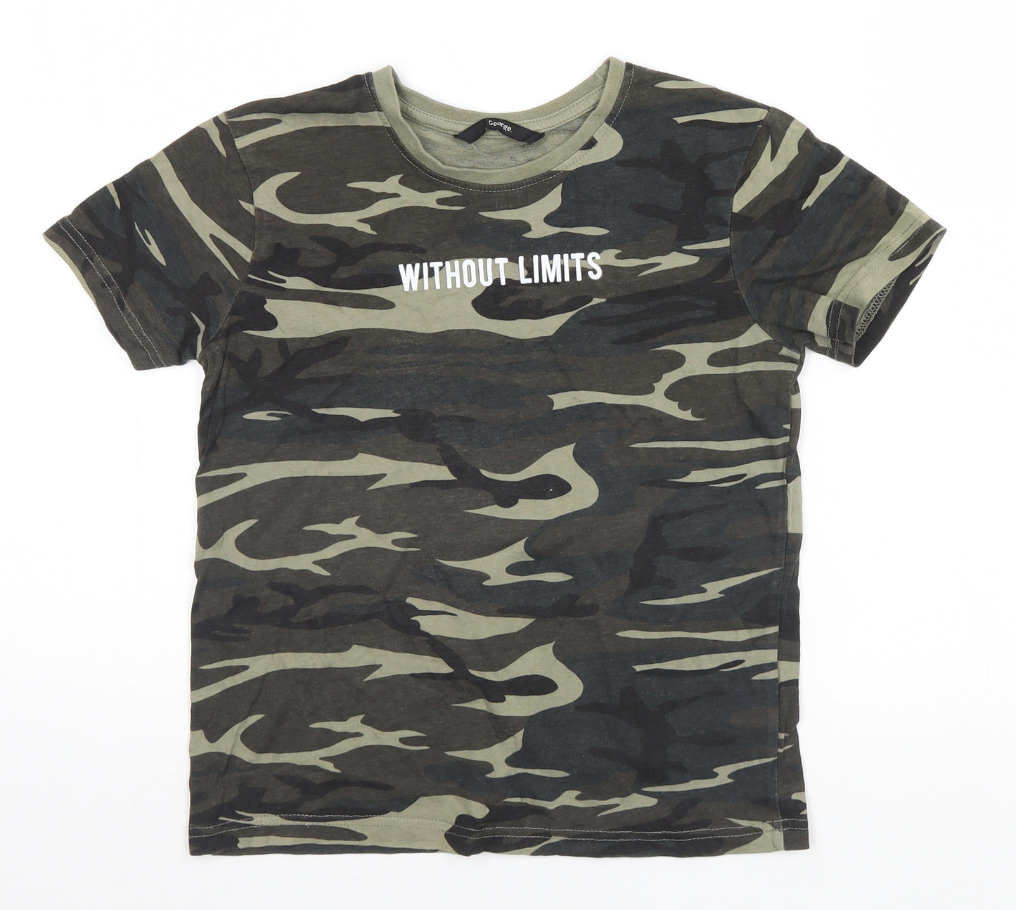 George Boys Green Camouflage  Basic T-Shirt Size 9-10 Years  - Without Limits