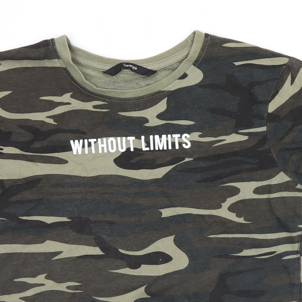 George Boys Green Camouflage  Basic T-Shirt Size 9-10 Years  - Without Limits