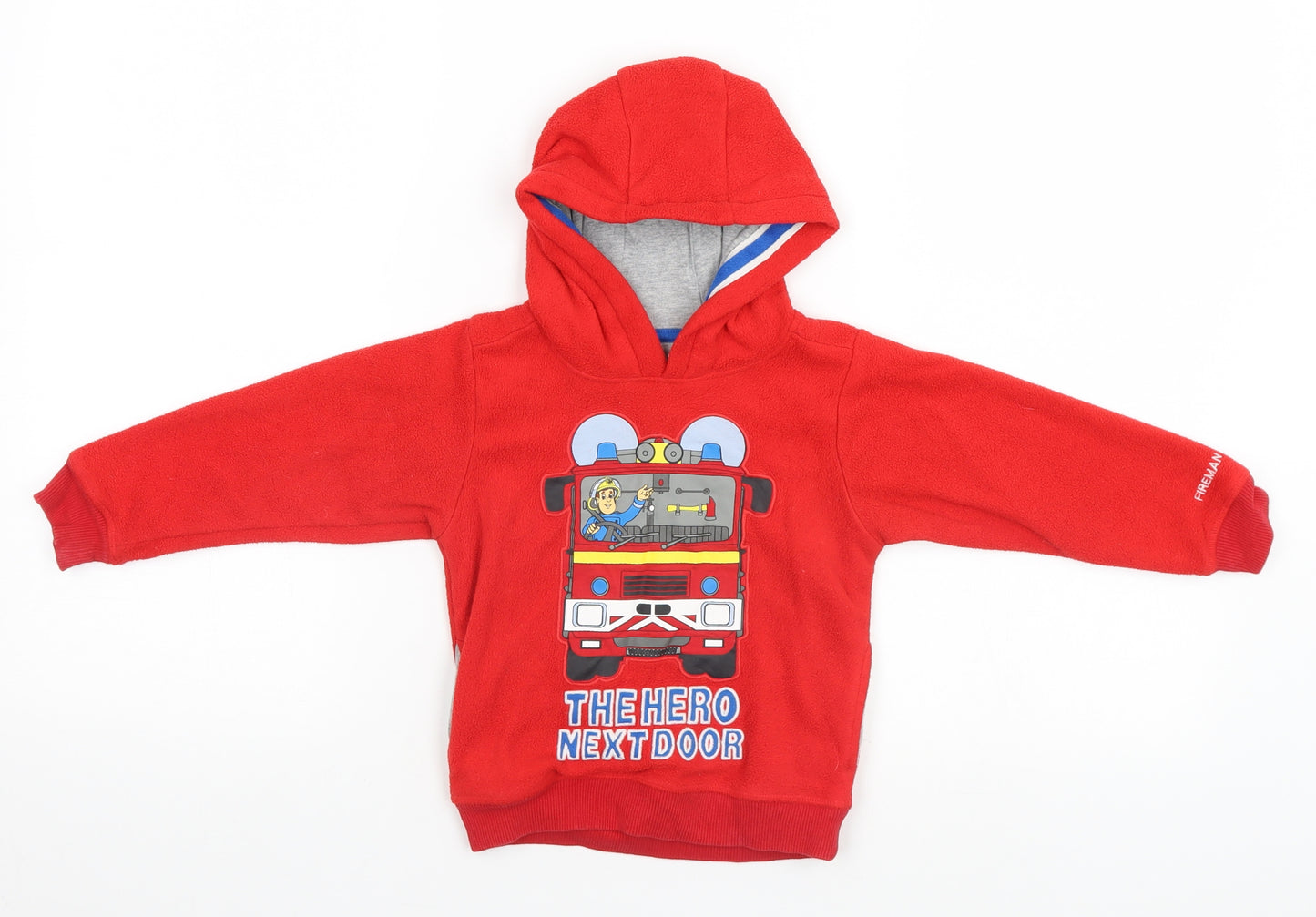 Marks and Spencer Boys Red   Pullover Hoodie Size 2-3 Years  - Fireman Sam
