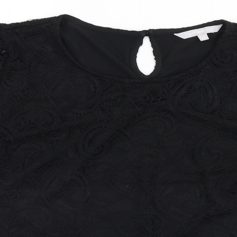 Red Herring Womens Black   Basic T-Shirt Size 18
